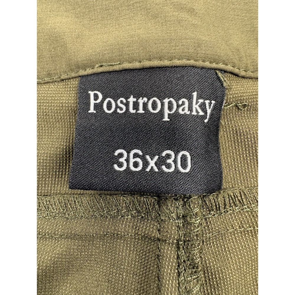 Postropaky Pants Mens 36 Green Cargo Elastic Waist Lightweight Nylon - Picture 15 of 16